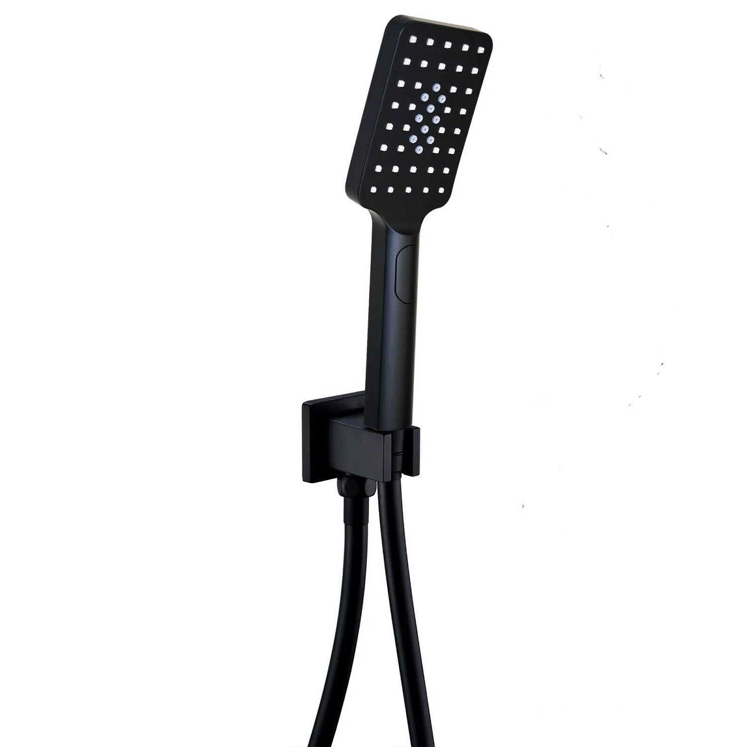 Kartell KVIT Nero Square Outlet Elbow with Wall Bracket And Handset in Matt Black