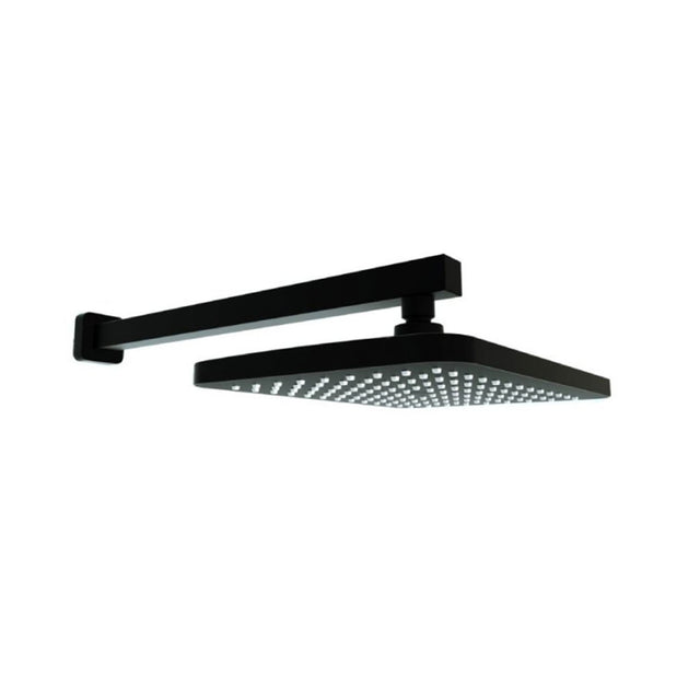 Kartell KVIT Nero Square Wall Mounted Fixed Head And Arm in Matt Black