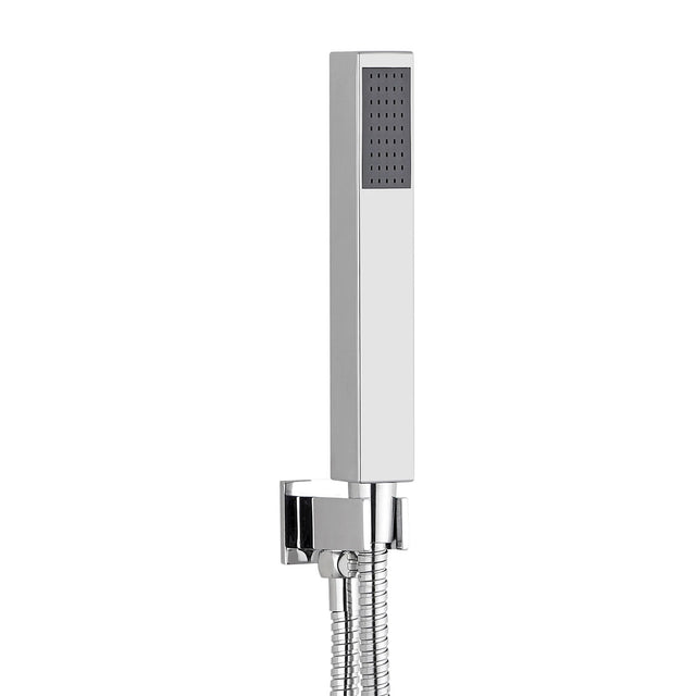 Kartell KVIT Square Outlet Elbow with Wall Bracket and Handset in Chrome