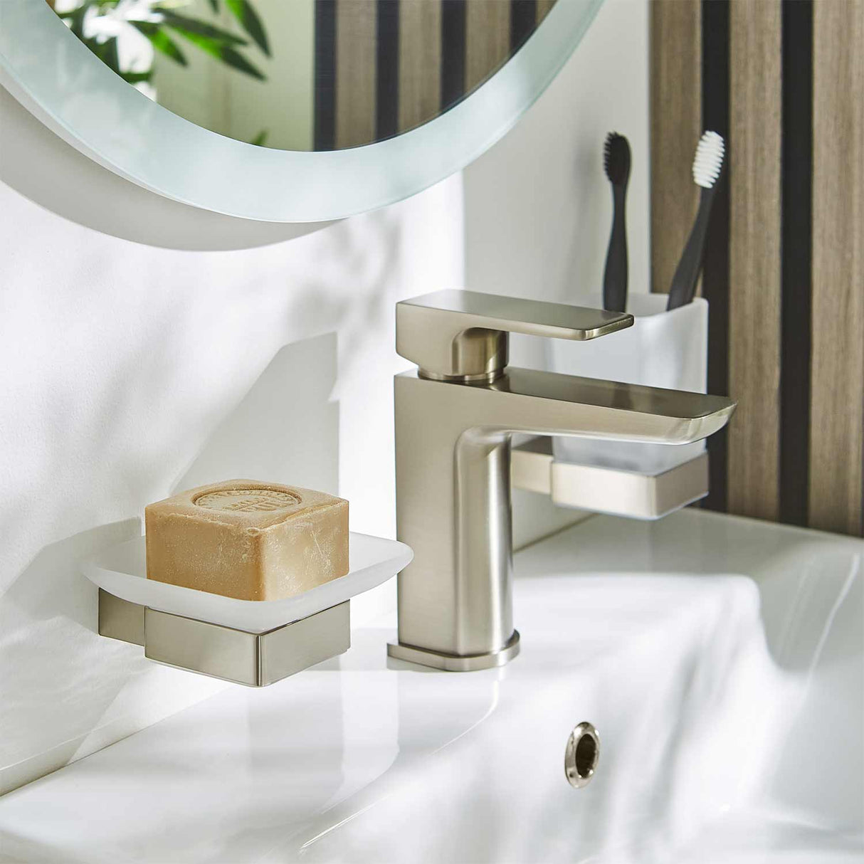 Kartell K Vit Premium Soap Dish Holder in Brushed Nickel lifestyle