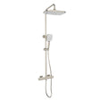 Kartell Kolt Square Exposed Bar Shower with Drencher and Sliding Handset in Brushed Nickel