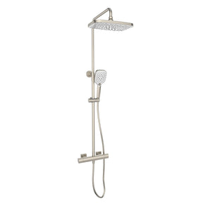 Kartell Kolt Square Exposed Bar Shower with Drencher and Sliding Handset in Brushed Nickel