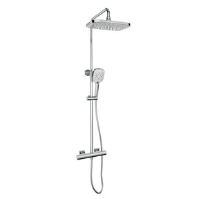 Kartell Kolt Square Exposed Bar Shower with Drencher and Sliding Handset in Chrome