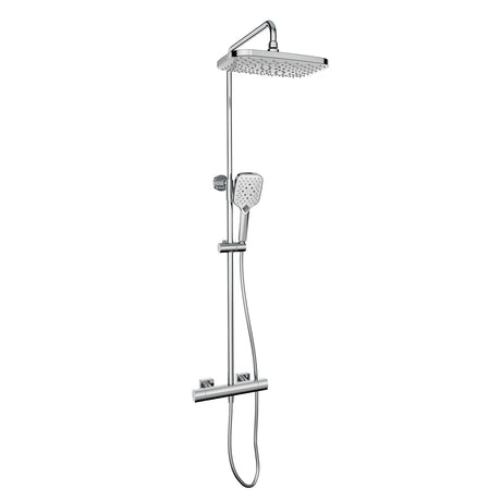 Kartell Kolt Square Exposed Bar Shower with Drencher and Sliding Handset in Chrome