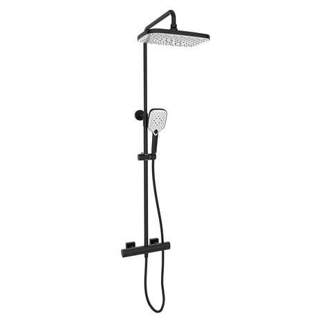 Kartell Kolt Square Exposed Bar Shower with Drencher and Sliding Handset in Matt Black