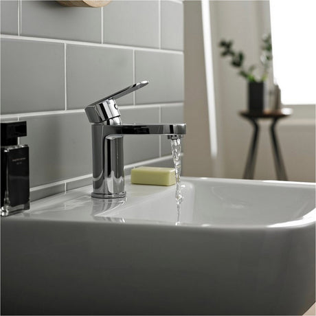 Kartell Logik Mono Basin Mixer with Click Waste in Chrome lifestyle