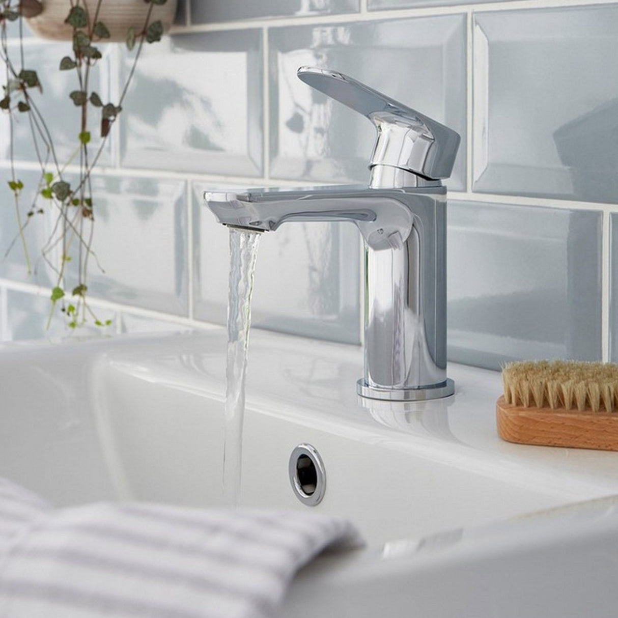 Kartell Mirage Mono Basin Mixer with Click Waste in Chrome lifestyle