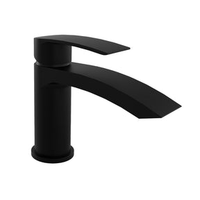 Kartell Nero Curve Mini Mono Basin Mixer with Click Waste in Matt Black