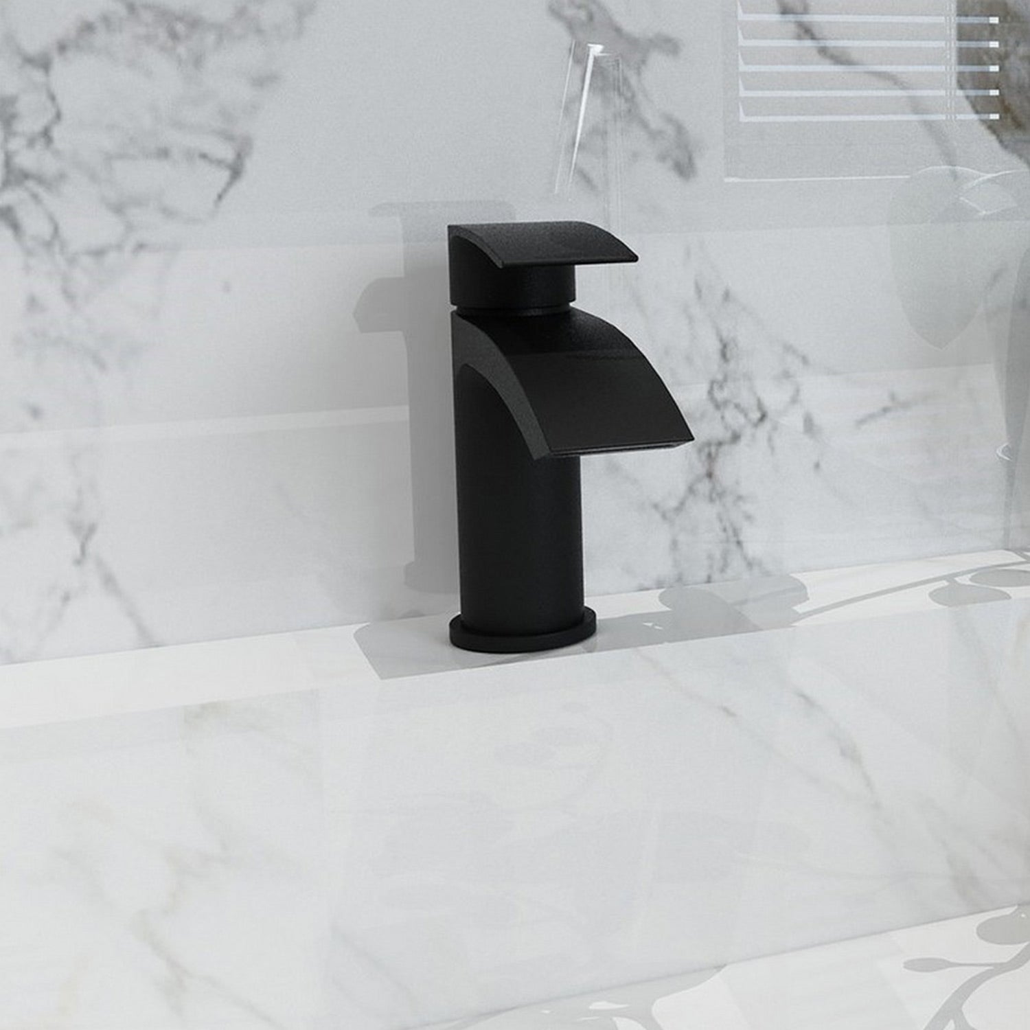 Kartell Nero Curve Mono Basin Mixer with Click Waste in Matt Black lifestyle