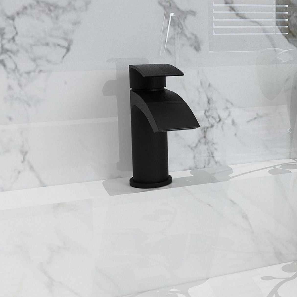 Kartell Nero Curve Mono Basin Mixer with Click Waste in Matt Black lifestyle