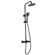 Kartell Nero Round Exposed Bar Shower with Drencher and Sliding Handset in Matt Black 