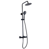 Kartell Nero Round Exposed Bar Shower with Drencher and Sliding Handset in Matt Black 