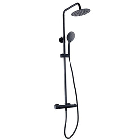Kartell Nero Round Exposed Bar Shower with Drencher and Sliding Handset in Matt Black 