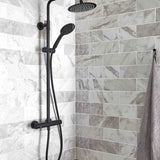 Kartell Nero Round Exposed Bar Shower with Drencher and Sliding Handset in Matt Black lifestyle