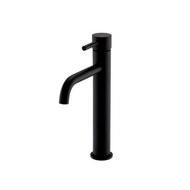 Kartell Nero Round High Rise Mono Basin Mixer in Matt Black