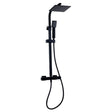 Kartell Nero Square Exposed Bar Shower with Drencher and Sliding Handset in Matt Black