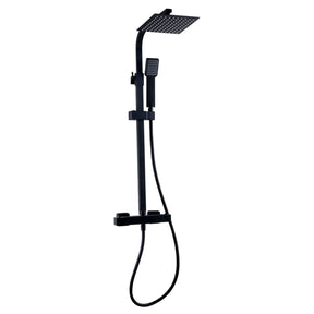 Kartell Nero Square Exposed Bar Shower with Drencher and Sliding Handset in Matt Black
