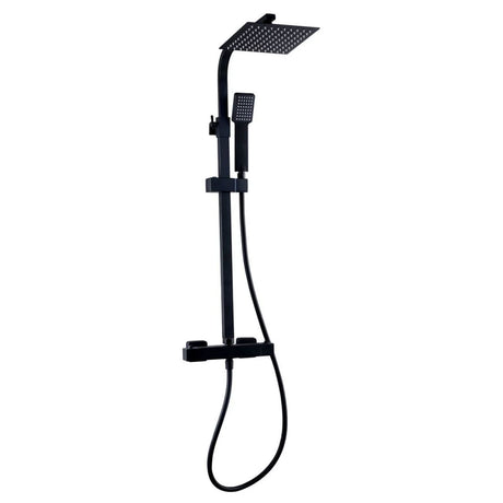 Kartell Nero Square Exposed Bar Shower with Drencher and Sliding Handset in Matt Black