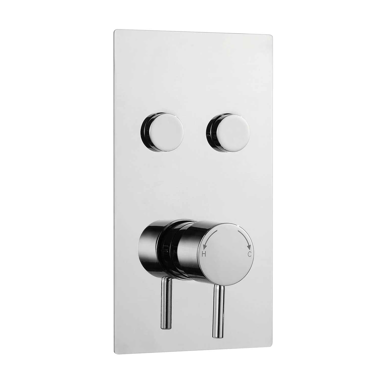Kartell Plan Twin Round Push Button Concealed Thermostatic Shower Valve in Chrome