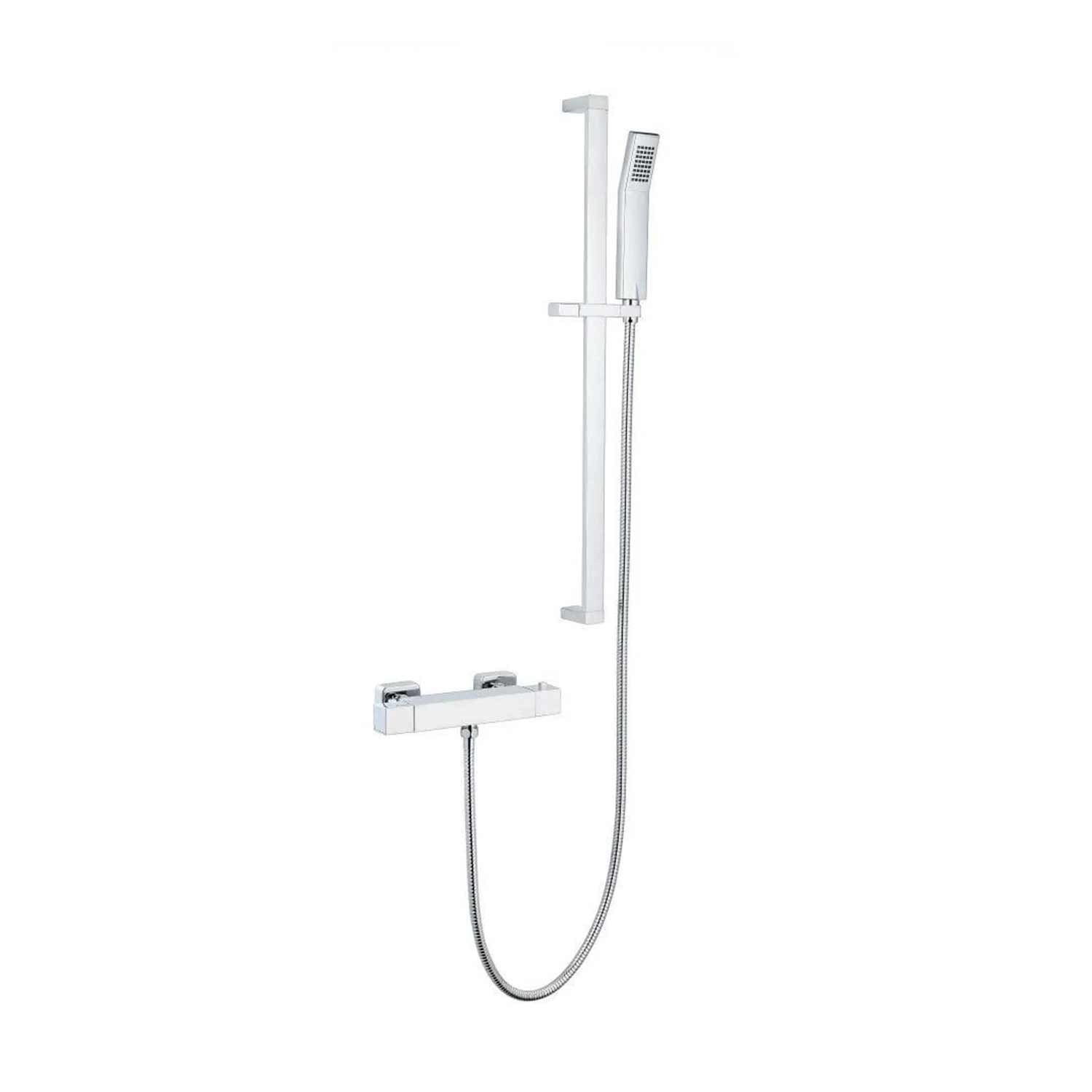 Kartell Pure Thermostatic Exposed Bar Shower with Adjustable Slide Rail Kit in Chrome