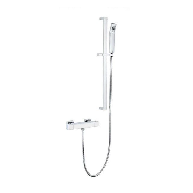 Kartell Pure Thermostatic Exposed Bar Shower with Adjustable Slide Rail Kit in Chrome