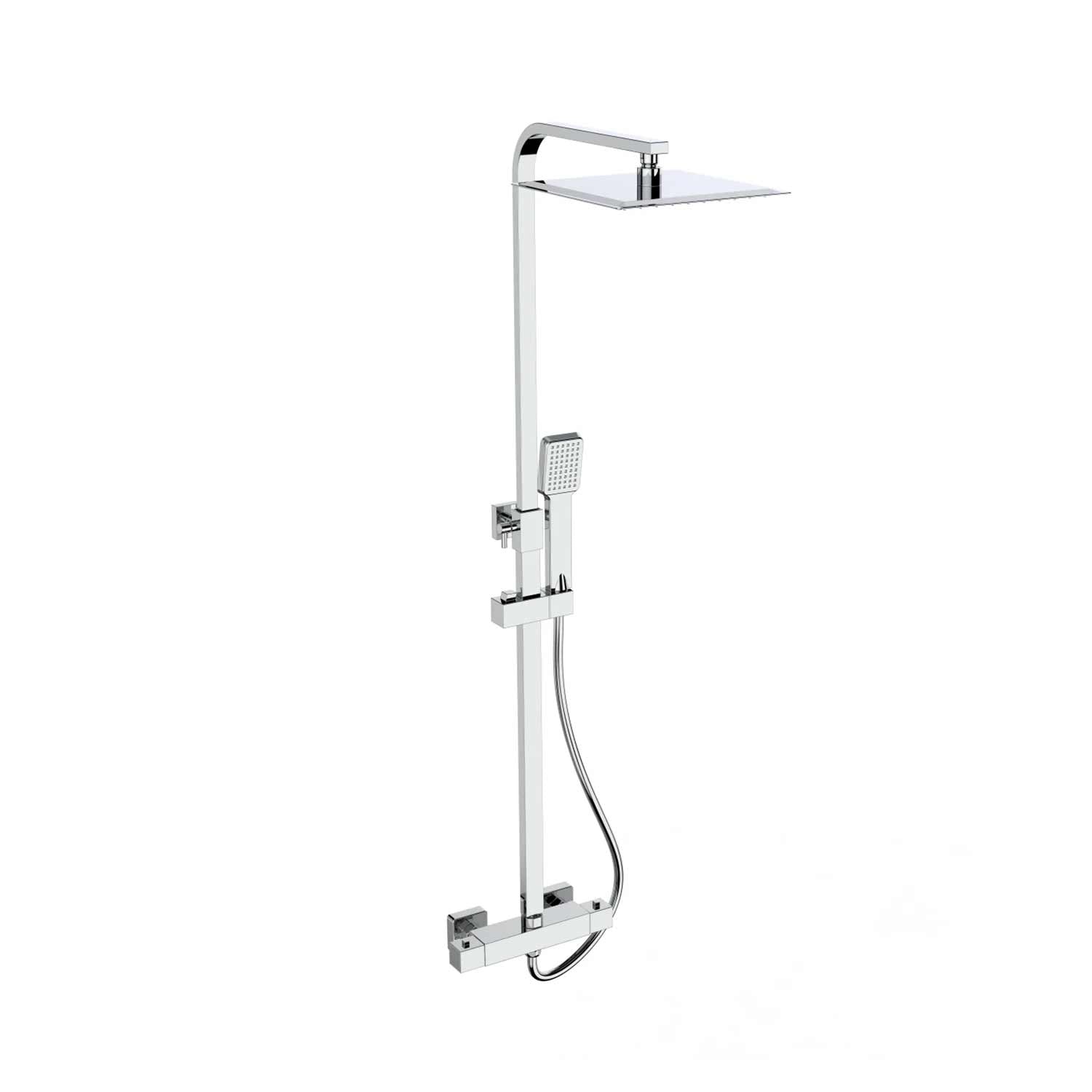 Kartell Pure Thermostatic Exposed Bar Shower with Sliding Handset and Overhead Drencher