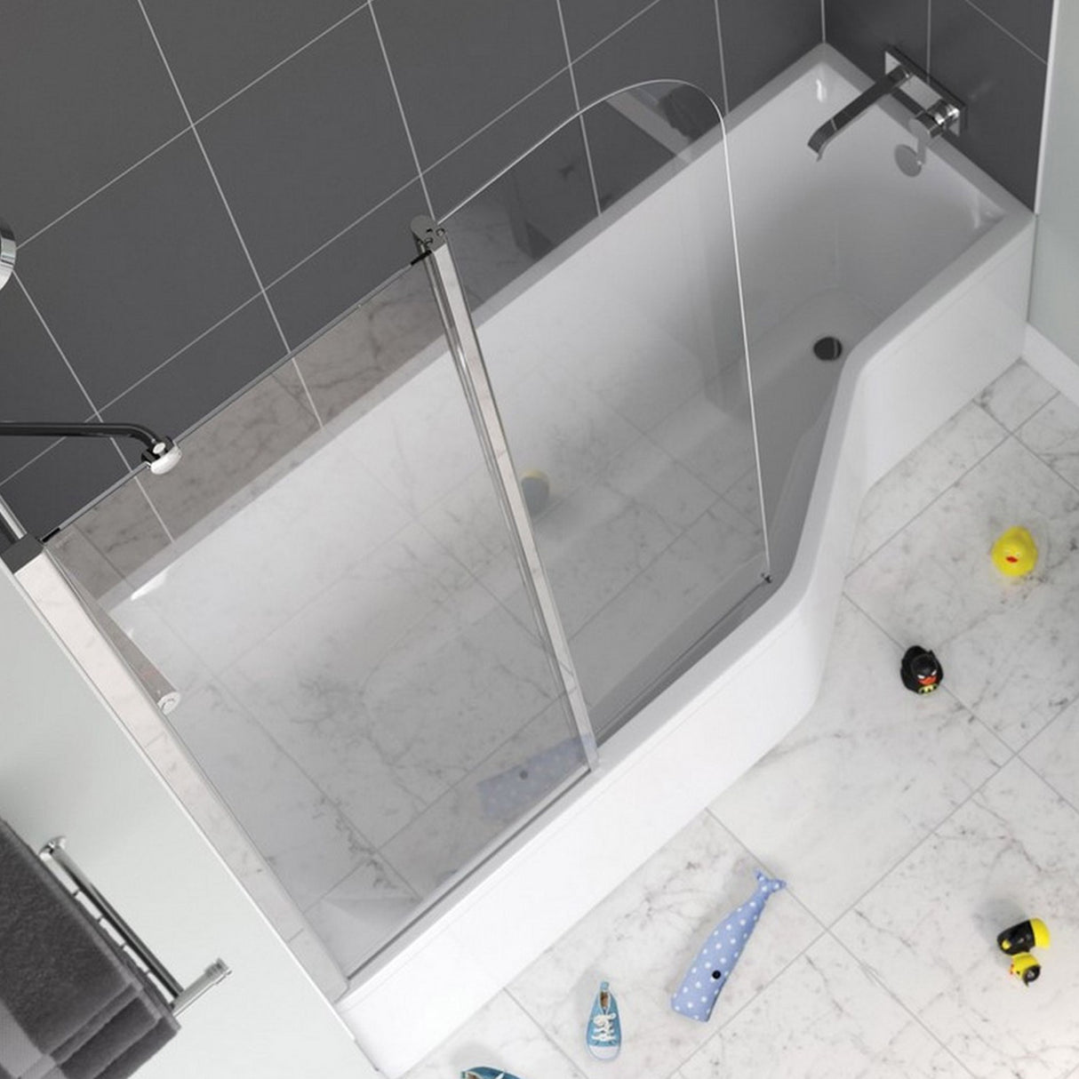 Lakes Classic 930mm Curved Hinged Bath Screen