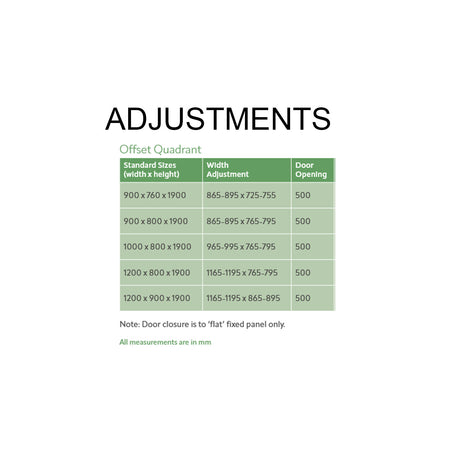 Lakes Classic Single Door Offset Quadrant Enclosure adjustment