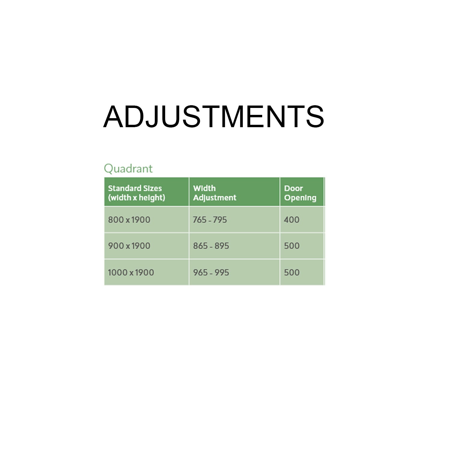 Lakes Classic Single Door Quadrant Enclosure adjustments