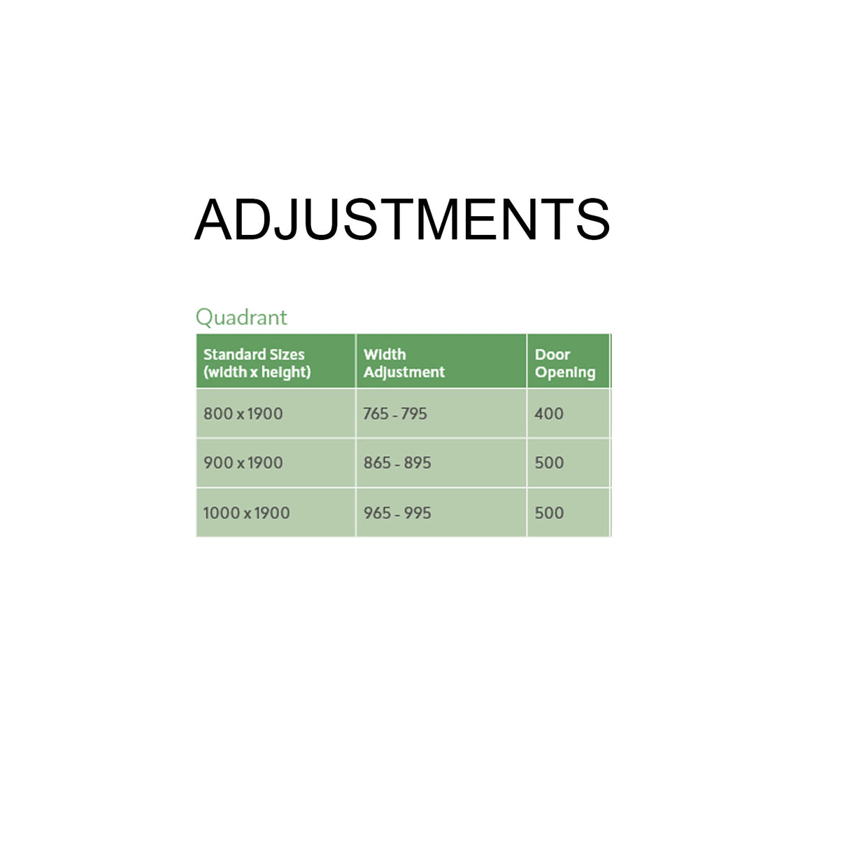 Lakes Classic Single Door Quadrant Enclosure adjustments
