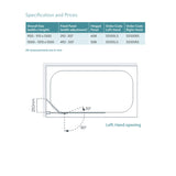 Lakes Coastline Left Hand Hinged Bath Screen dimensions