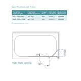 Lakes Coastline Right Hand Hinged Bath Screen specifications