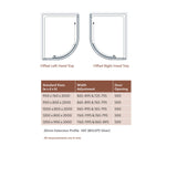 Lakes Coastline Sorong Single Door Offset Quadrant Enclosure dimensions