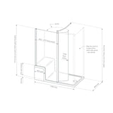 Lakes Left Hand Walk-In Enclosure with Seated Shower Tray measurements