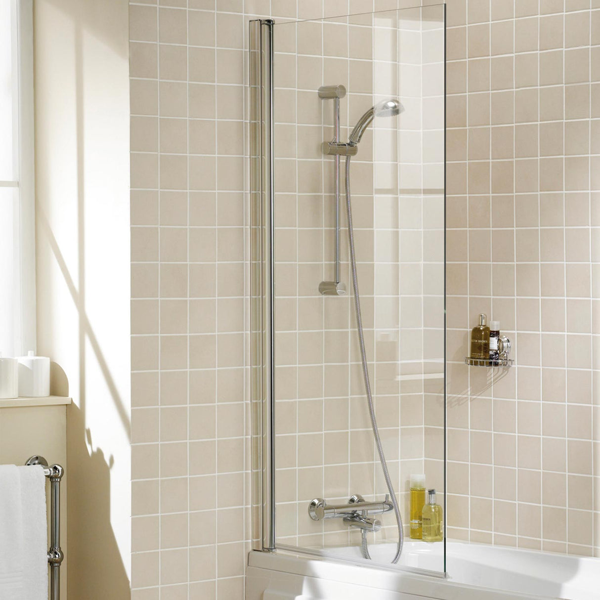 Lakes Square 800mm Bath Screen 8mm AllClear Glass