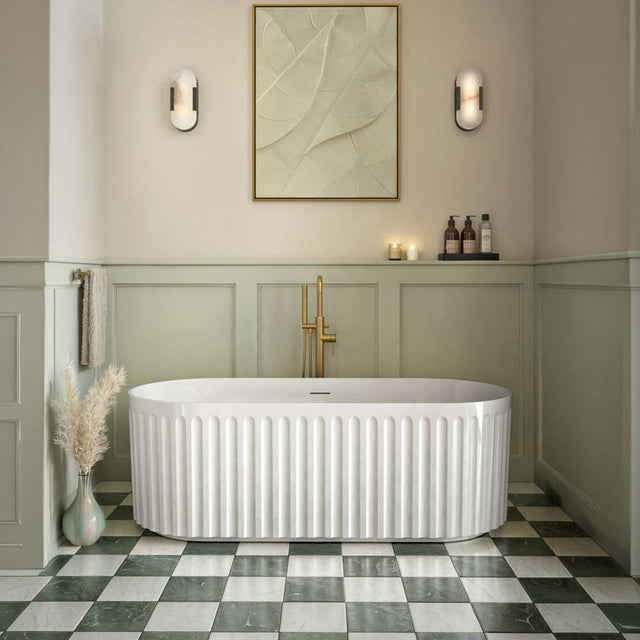 Lira 1700 x 750mm Oval Fluted Freestanding Bath In Gloss White