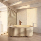 Lira 1700 x 750mm Oval Fluted Freestanding Bath In Matt Stone
