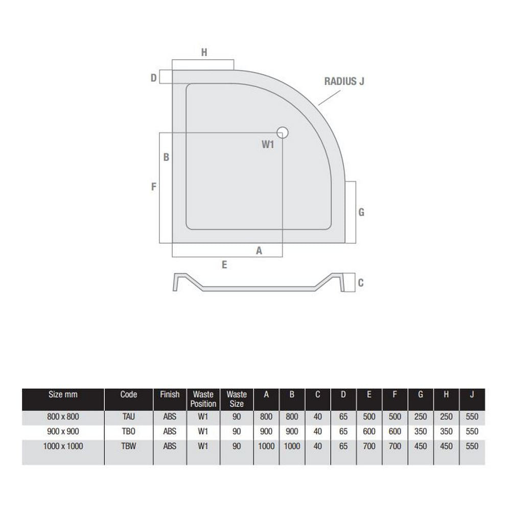 MX Elements Low Profile 40mm Quadrant Shower Tray
