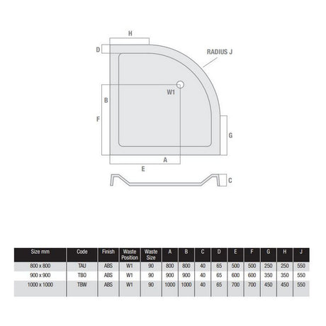 MX Elements Low Profile 40mm Quadrant Shower Tray