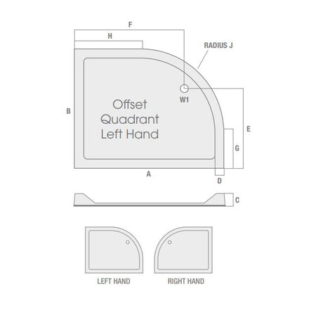 MX Ducostone Low Profile 45mm Offset Quadrant Shower Tray