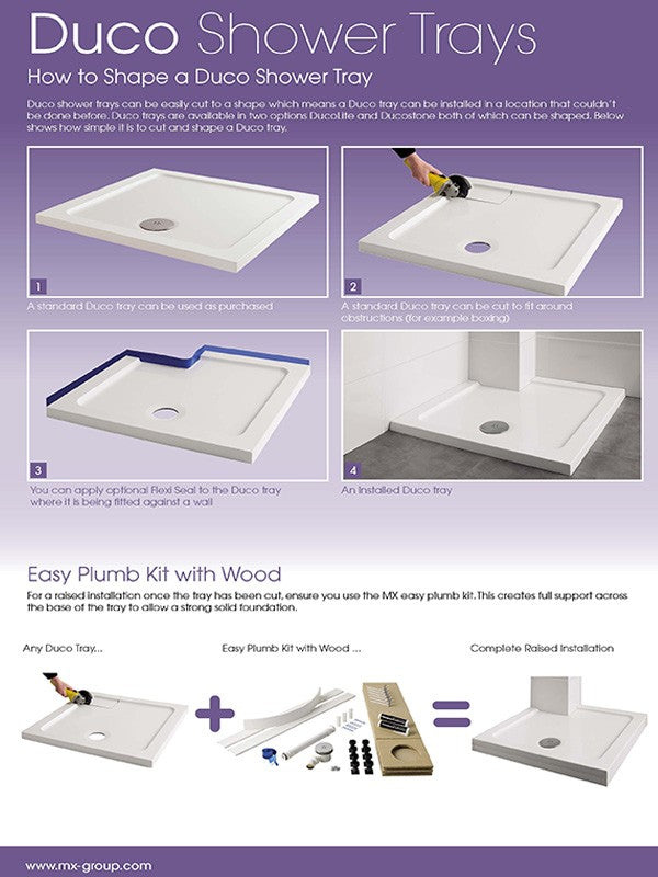 MX Ducostone Low Profile 45mm Rectangular Shower Tray How to Shape a Duco Shower Tray Fitting Instructions