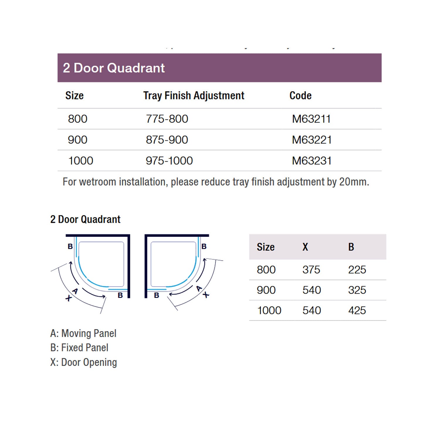 Merlyn 6 Series 2 Door Quadrant Shower Enclosure technical