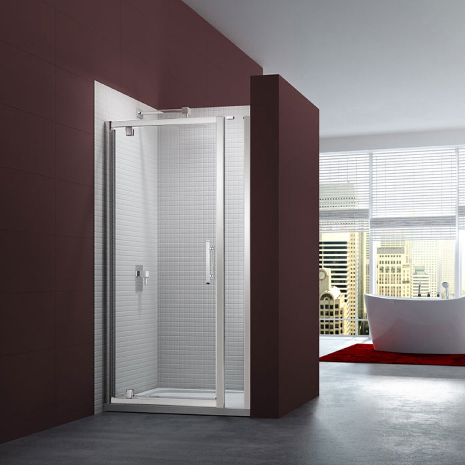Merlyn 6 Series Pivot Shower Door with Inline Panel