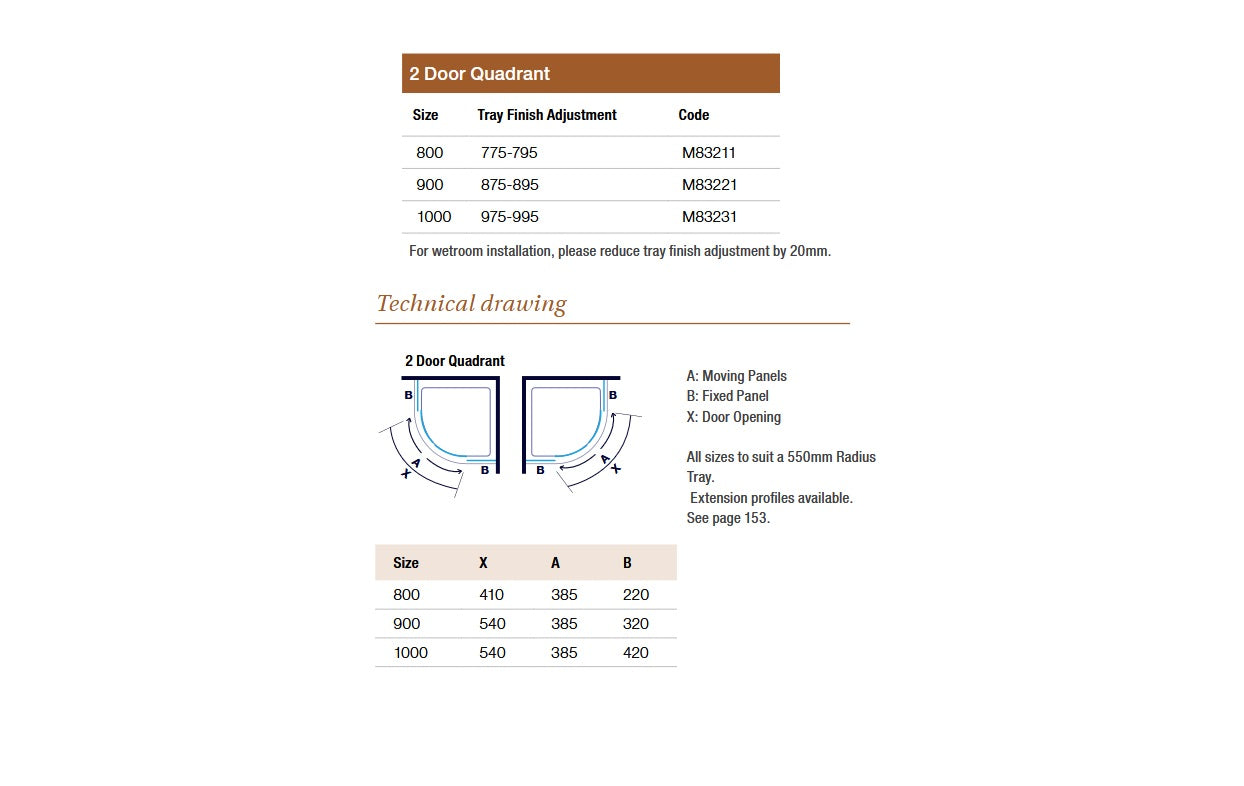 Merlyn 8 Series 2 Door Quadrant Shower Enclosure adjustments