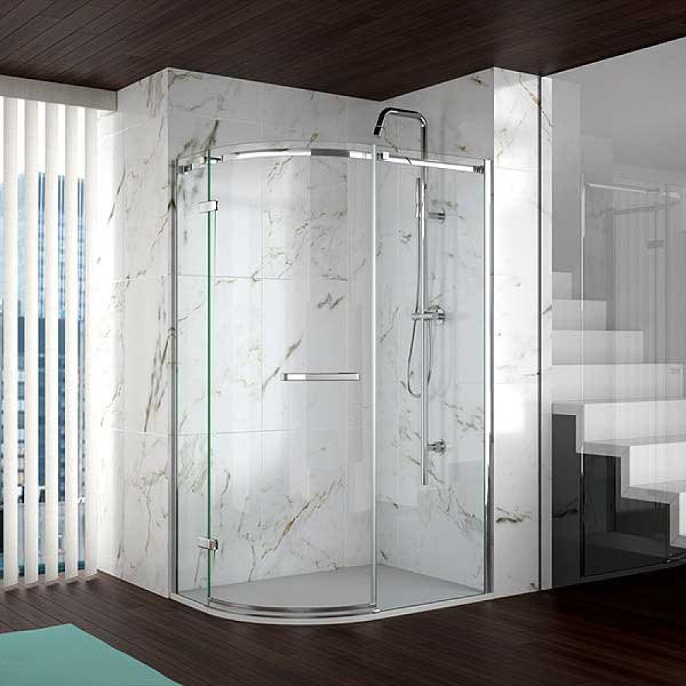Merlyn 8 Series Frameless 1 Door Offset Quadrant Enclosure