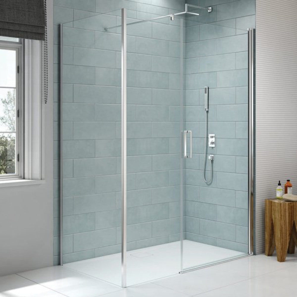 Merlyn 8 Series Frameless Pivot Shower Door and Inline Panel