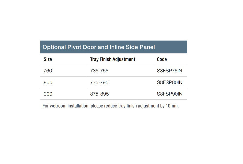 Merlyn 8 Series Optional Pivot Door and Inline Side Panel side panel