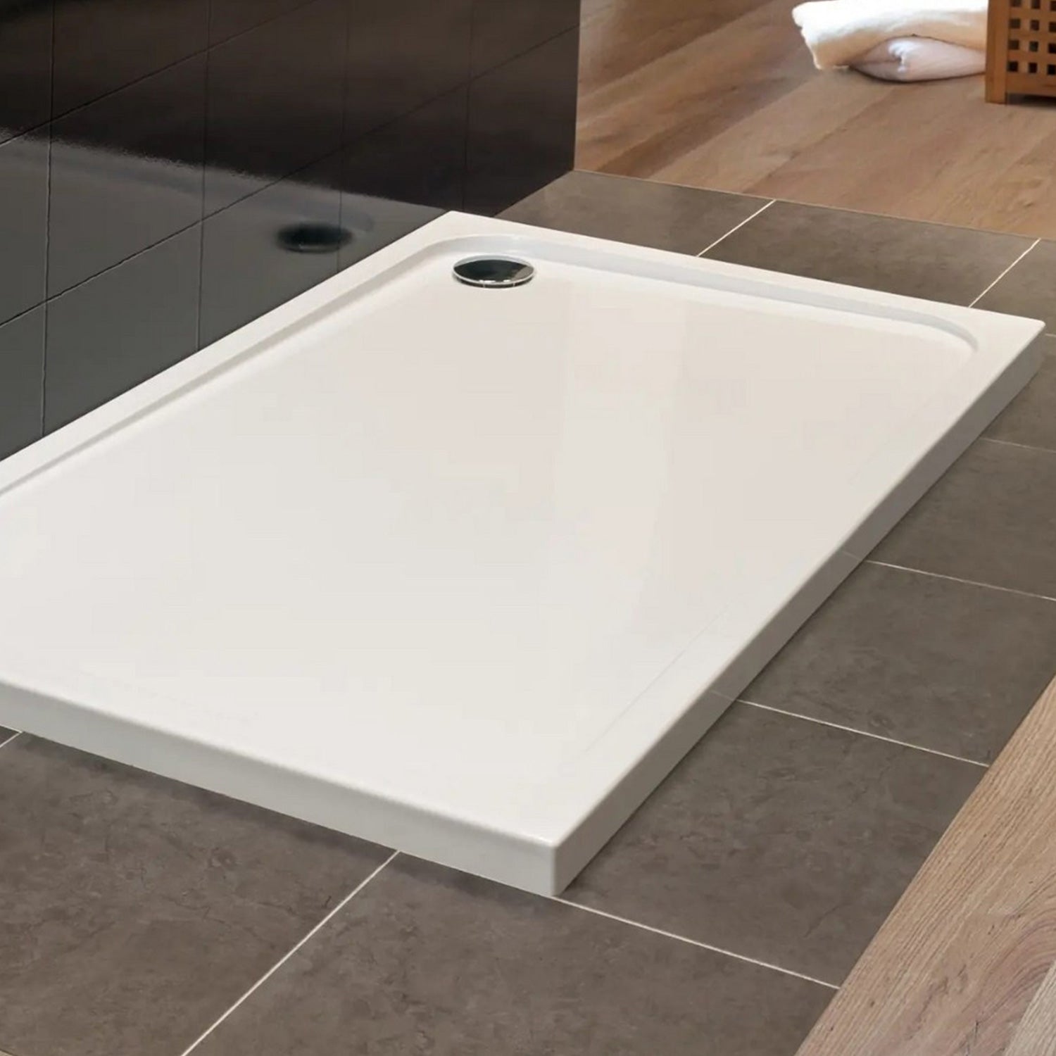Merlyn MStone Rectangular Shower Tray with Fast Flow Waste lifestyle