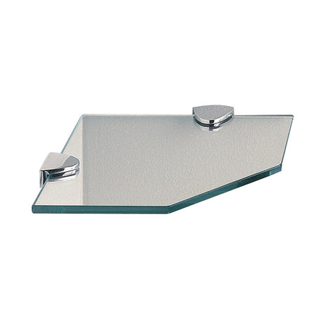 Miller 200mm Glass Corner Shelf with Chrome Brackets