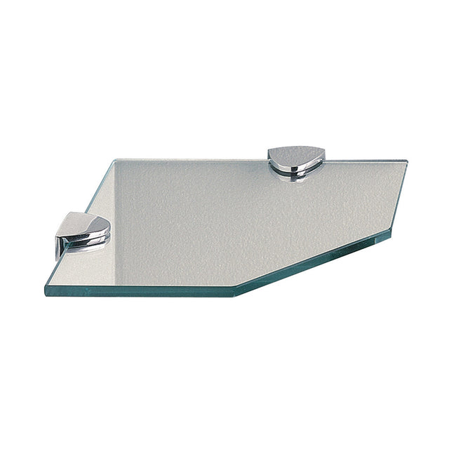 Miller 200mm Glass Corner Shelf with Chrome Brackets